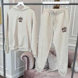 AS NEW Womens Large Bubble Cuff SET Cream Pants SIZE XS